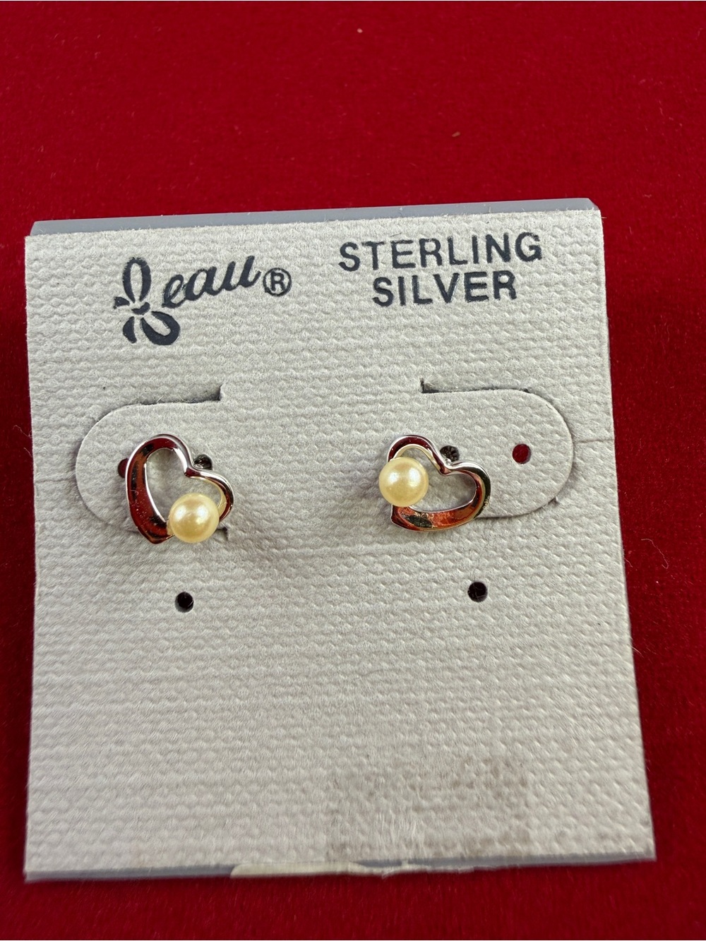 Sterling Silver Heart Earrings with Cream Pearls